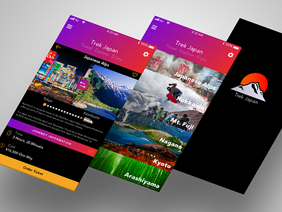 Trek Japan App UI Design & Prototyping design flat ios iphone iphone x japan order prototype schedule ticket ui ux