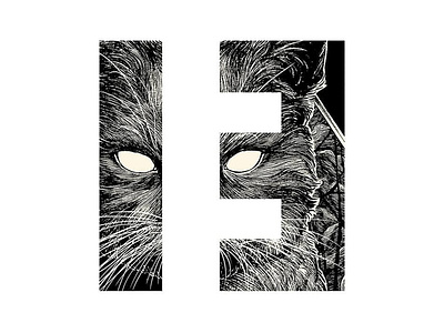 THETREIZE #3 black and white cat creation design logo photoshop typography