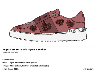 Sequin Heart Motif Open Sneaker heart illustrations industrial products sneaker valentino valentino garavani