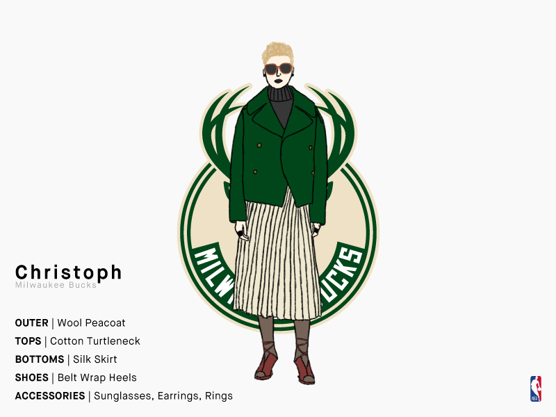 Christoph | Milwaukee Bucks milwaukee milwaukee bucks bucks green daily illustration sports basketball nba illustration girl series charachter
