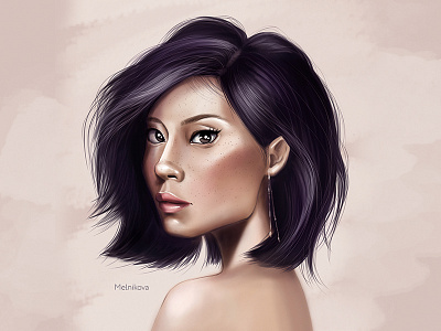 Lucy Liu art emotions illustration portrait