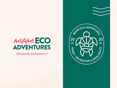 Miami Eco Adventures - Identity 305 adventure brand branding ecology florida green identitydesign illustrator local logo logotype miami parks parks and recreation pink sea sea turtle travel