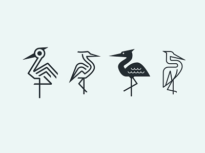 Heron birds brand identity branding everglades florida heron icon iconography identity design line art logo logo design
