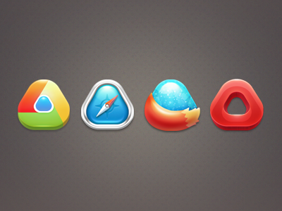 Rounded triangle browser icons