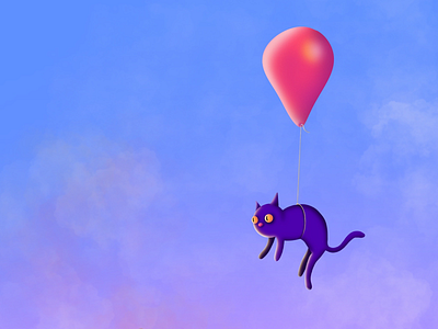 Safe travels art balloon cats digital art illustration illustrator procreate