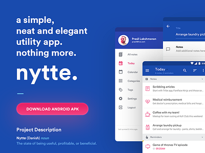 Nytte - Simple, neat and elegant utility app android app danish material material design mobile notes nytte reminder simple ui ux