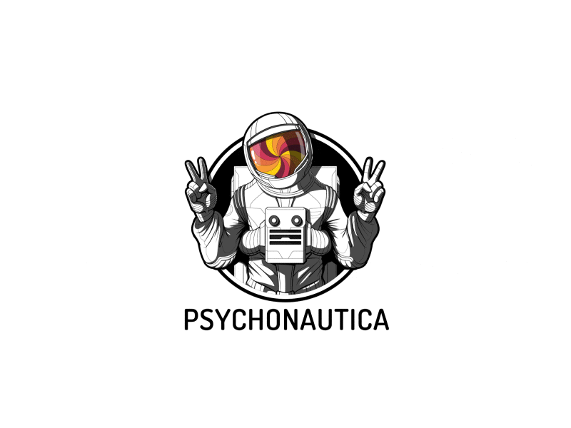 Psychonautica - Logo Animation 2d animation animated logo animation astronaut best animation gif intro intro animation logo logo animation logo reveal motion graphics outro psycho web