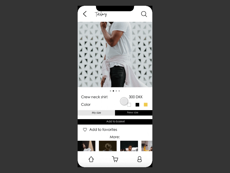 Tailory app design clothing app ecommerce flinto interaction size sketch user interface