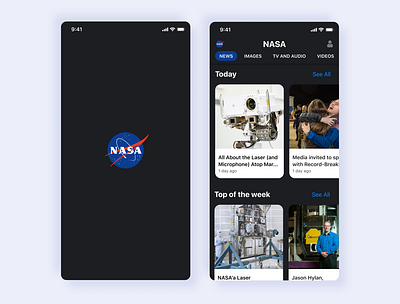 NASA Home page app branding dark mobile app mobile app design mobile apps mobile ui nasa space ui ux