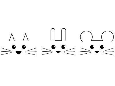 Animals animals bunny cat character drawing geometric icon illustration minimal mouse shape