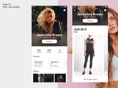 Daily UI - User profile 001 dailyui design model profile ui user profile ux