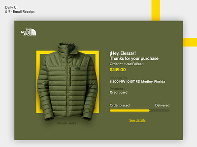 Daily UI - Email Receipt dailyui design email jacket receipt the north face ui