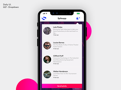 Daily UI - Dropdown app dailyui design dropdown notification ui ux