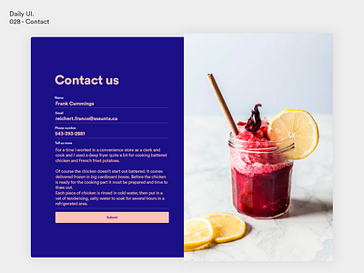 Daily UI - Contact contact dailyui design food form photography ui ux