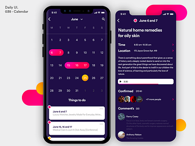 Daily UI - Calendar app calendar daily dailyui design notes ui ux