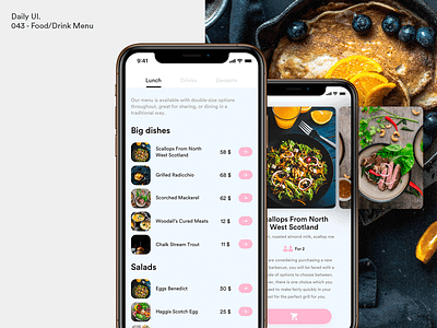 Daily UI - Food/Drink Menu app dailyui design drink drinks menu food mobile ui ux