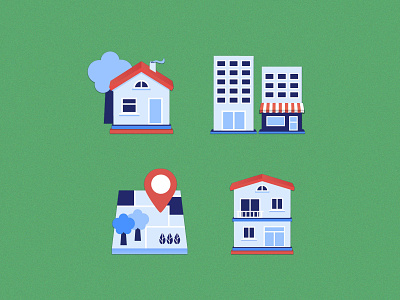 Real Estate Icons building commercial building family house house icons illustration illustrator land real estate real estate icons residential vector