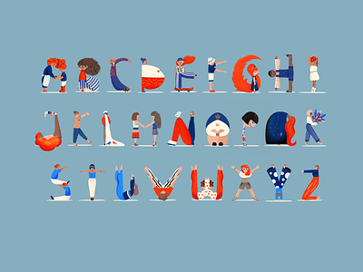 Human Alphabet Illustration alphabet character design children illustrations digitalart human alphabet illustration illustrator lettering visual storytelling