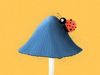 Lady Bug On Mushroom illustration ladybug mushroom