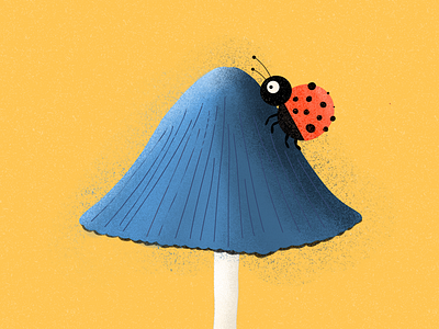 Lady Bug On Mushroom