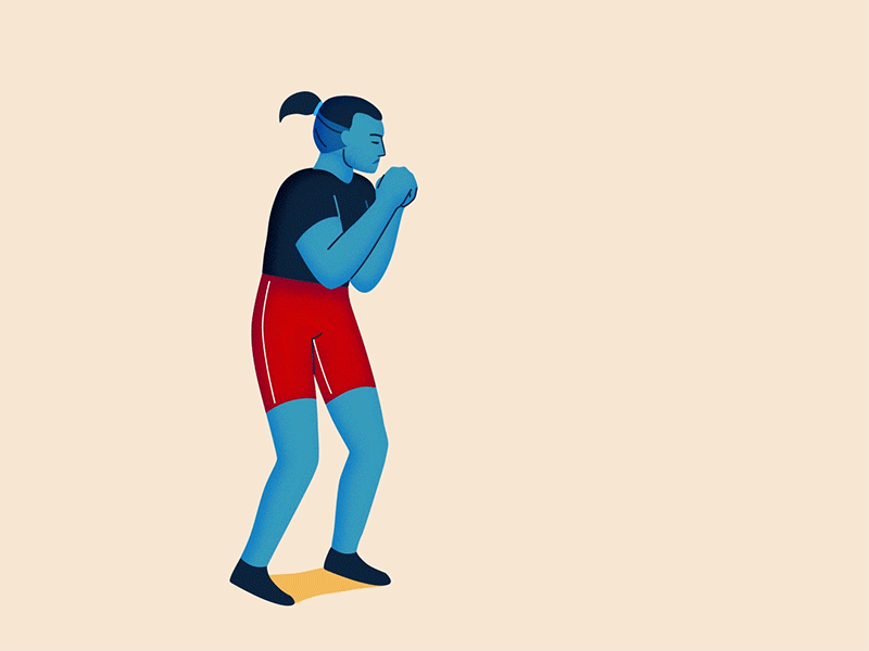 Boxer animated animation blue boxer boxing flat frame mockup gif girl woman