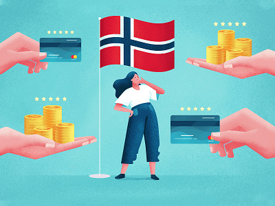 Best payday loans in Norway blue broker character finance financial flat girl hand hands illustration loan loans money norway vector woman
