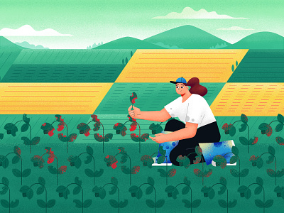 Farmer's sick crops character crops farmer farming field fields flat food green illustration production sick vector wheat