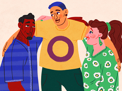Intersex Solidarity character community friend friends gay group hug hugging hugs illustration intersex lgbt lgbti man queer support supportive together