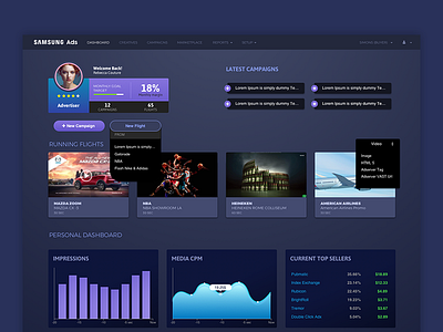 Samsung Ads dashboard dashboard designthinking platform thinking ui ux