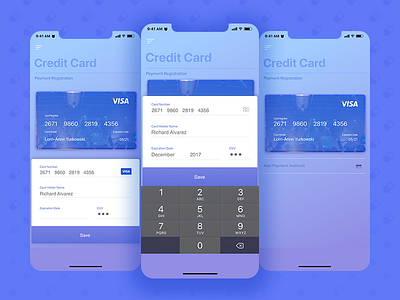 Credit Card registration creditcards flow iphonex ui ux