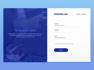 Samsung Ads Sign up form samsung signup ui ux