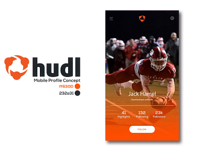 Hudl Profile app brand branding design flat graphic icon logo page ui ux