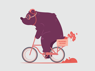 Beary Special Valentines Delivery adobe animation bear bike character character design delivery design graphic design heart illustration illustrator valentine valentines day vector