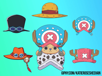 One Piece Hat Animations animation anime cartoons character chopper design gifs giphy graphic design illustration illustrator luffy one piece social media stickers stickers zoro