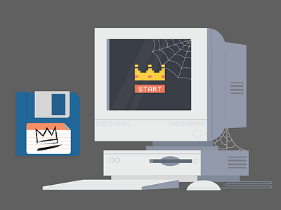 Floppy Crown crown design floppy disk game graphic design illustration illustrator old pixel spider web vector