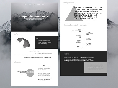 Monochrome Carpathian Mountains black blackandwhite design information information design minimal monochrome one page website portfolio web web design white