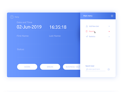 UI Design - Main menu - Time and attendance software