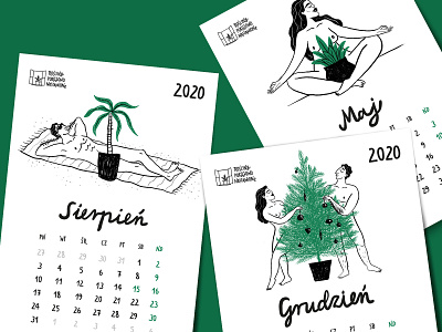 plants calendar calendar human illustration naked nature people plants typography