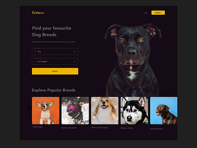 Landing page design - Dog site #DailyUI-003 dailyui 003 dailyuichallenge uiux web webdesign