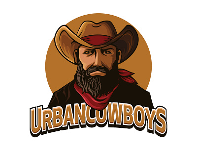 Urban Cowboy bandit cartoon character cowboy gun hat logo male man mascot old outlaw pistol retro rodeo sheriff team texas vintage west