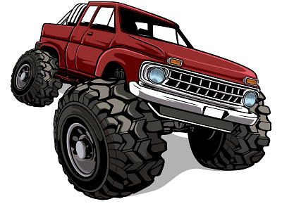Truck Bigfoot Red activity auto automobile automotive big car cartoon cool drive extreme hot monster mud pickup race red transportation truck vehicle wheel