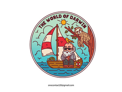 The World of Darwin badge brand design cartoon collection design element embroidery fashion fun icon illustration monoline patch print retro set sign sticker symbol vector