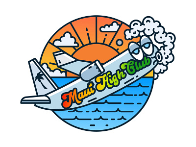 Maui High Club apparel badge badgedesign branding cannabis clothing company design graphic design holliday illustration illustrator logo logotoons monoline patch sticker stickers vector weed