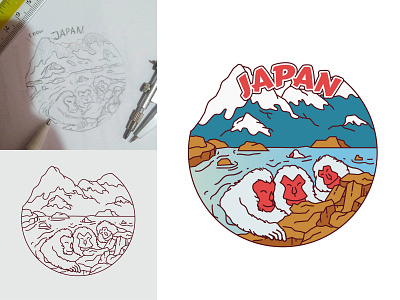 Jigokudani Monkey Park artist badge logo badgedesign badges branding design fiverr graphic design illustration illustrator logo monoline monoline illustration monoline logo patch patch design vector vintage badge vintage badges vintage illustration