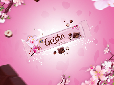 Geisha Chocolate advertisement design geisha