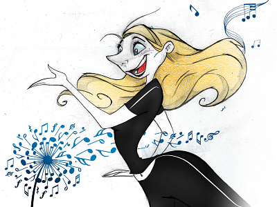 MUSIC FIT beauty black and white cartoon charachter design color cute dibujo disney draw exercises fit fitness girl hair hand draw illustration music pencil pretty sexy