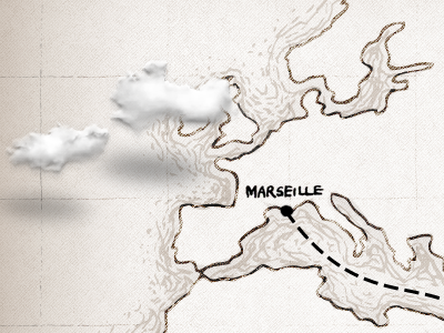 Cruise Route antique clouds europe map marseille texture vintage