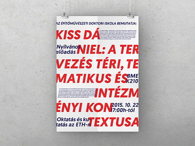 Lecture poster architecture bme budapest daniel kiss eth lecture open lectures zurich