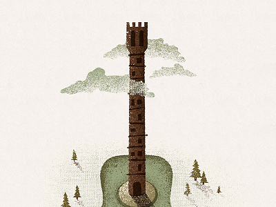 Towers art print bon castle cloud guitar iver lake tower tree