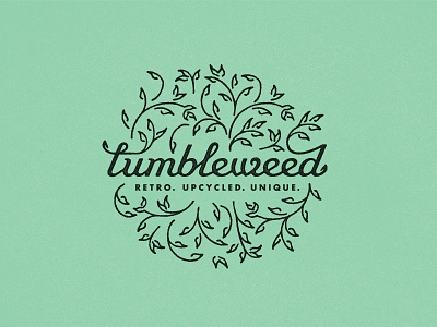 Tumbleweed badge fine futura leaves logo logolounge retro script tumbleweed upcycled